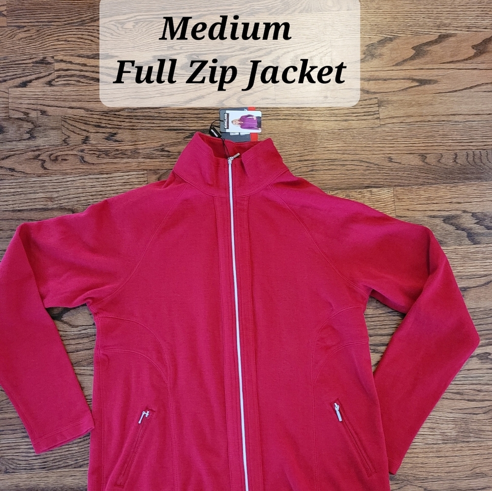 KIRKLAND Women’s Full Zip Jacket Brushed Stretch Fabric Red Medium NWT